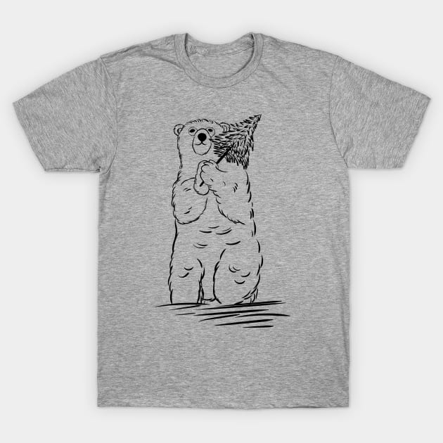 a bear carrying a christmas tree T-Shirt by Applesix